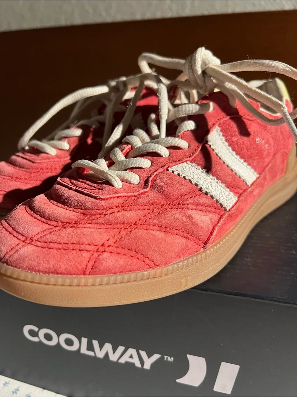 Coolway Becks X Sneakers Suede Red/ Yellow Sneakers with White Stripes